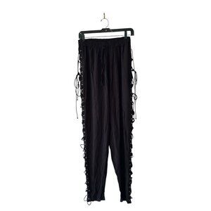 The Pirate Dressing Halloween Costume Pants Black Lace Tie Sides  Medieval Sz L